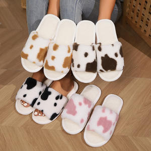 Wholesale Funny Cute Indoor <b>Home</b> Cow Plush for <b>Slippers</b> for Women Cushioning Open Toe Design for Winter Summer and Autumn Season - Product Image 1