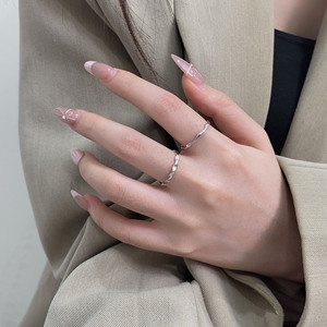 S925 Pure Silver Wave Geometric Open <b>Ring</b> For Women Everyday Wear Fashion Simple Stackable Finger <b>Ring</b> - Product Image 2