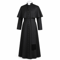 Unisex Erwachsenen-Kleriker-Robe-Set Halloween-Kostüm-Kit Römischer Kragen Umhang Schärpe Verdeckte Knopfleiste Lange Robe für Bühnenauftritte