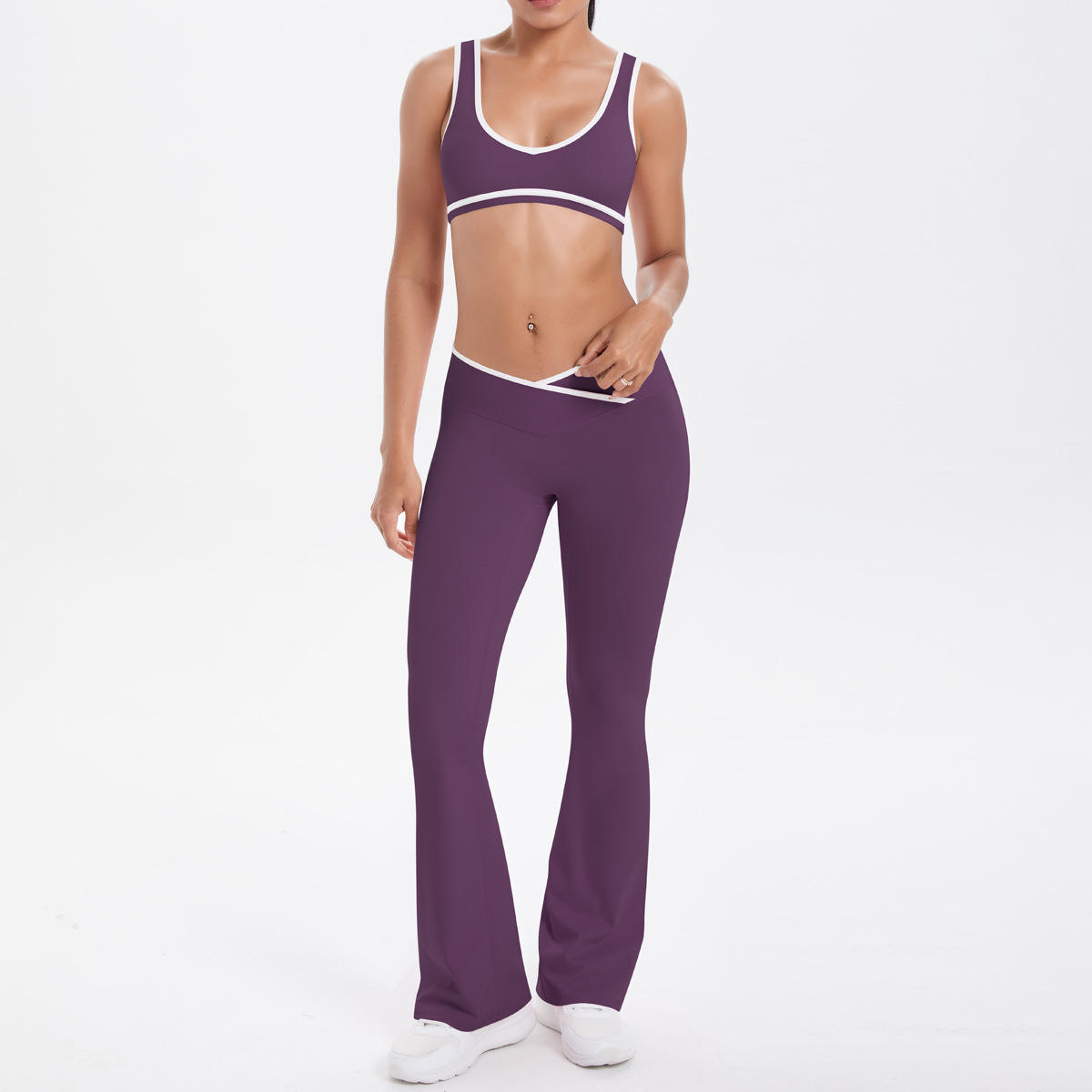 7120 Bra + 7116 Wide-leg Pants Set - Black