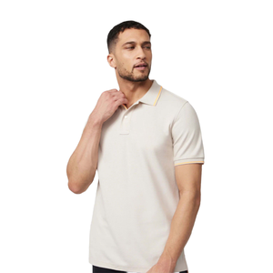 Chemise unie 100% coton coupe ajustée pour homme 220gsm col à revers anti-rides brodé tricoté à manches courtes décontracté formel - Product Image 1