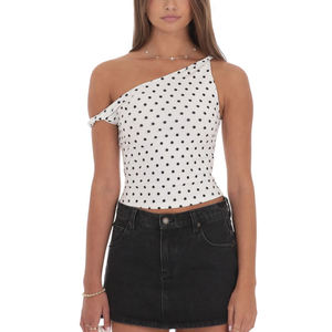 Top Moderno de Última Moda con Hombros Descubiertos y Estampado de Lunares Personalizado para Mujer - Product Image 1