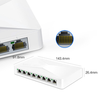 Switch de Escritorio H3C Magic S2E de 8 Puertos 100M, 8 Puertos Ethernet Adaptables 10/100M, QoS, SNMP, Capacidad de Conmutación de 1.6Gbps, Red No Administrada