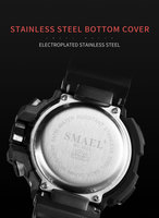 Smael 8022 relojes hombres reloj de pulsera pantalla Dual 12 24 horas muñeca impermeable Digital antisísmico reloj despertador función de sincronización