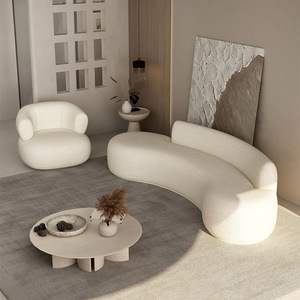 Sofá de Diseño Curvo Moderno, Relleno de Espuma Semicircular, Muebles de Sala de Estar de Estilo Nórdico - Product Image 1