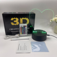 Lampu Malam Papan Catatan LED Akrilik 3D Ilusi RGB 16 Warna Remote Touch USB Dimmable Dekorasi Meja Hadiah Perlengkapan