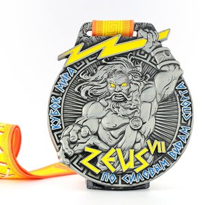 Medallas Deportivas Personalizadas para Torneos de Levantamiento de Pesas, Premio 3D <span class=keywords><strong>Zeus</strong></span> <span class=keywords><strong>Rayo</strong></span>, Aleación de Zinc Fundido a Presión - Product Image 1