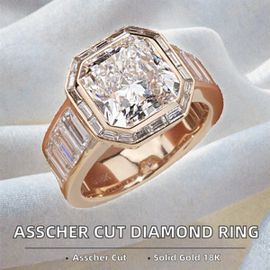 Beautiful Engagement Wedding <b>Ring</b> 5.1CT D VS1 18k Solid Gold Rose Gold Plated Asscher Cut Lab Grown <b>Diamond</b> IGI Certified - Product Image 2