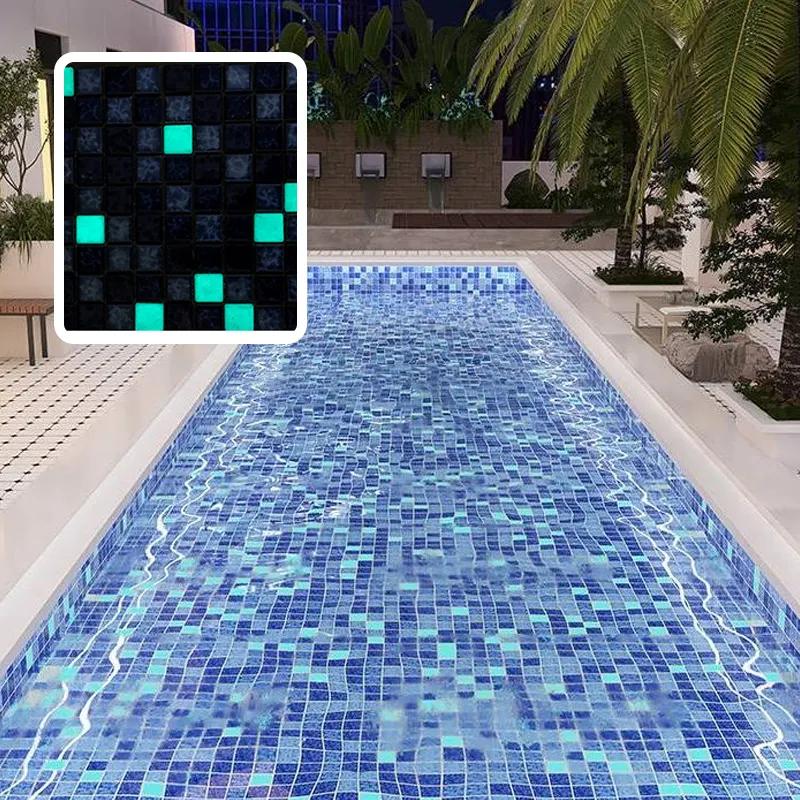 Mosaïque lumineuse bleu pavé doux touchant corps entier recycler verre Noctilucent mosaïque