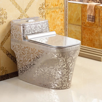 Toilettes de luxe en céramique 1 pièce, toilette de couleur or, salle de bains, montés au sol