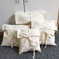 Sac enveloppe en coton personnalisé pour cadeau de Noël avec ruban, pochette enveloppe en mousseline de coton, sac anti-poussière pour vêtements