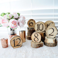 Nouvelles Marques de Place et Numéros de Table de Mariage en Bois Écologique Original, Artisanales, en Forme de Cylindre, avec Impression 2 Couleurs