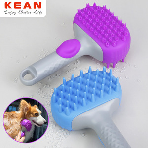 Kean Dog Bath <b>Brush</b> Silicone Massage <b>Brush</b> For <b>Pet</b> Cleaning And Bathing Tool Bright Blue And Purple - Product Image 1