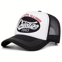 Gorras de Béisbol con Bordado de Letras Estilo Hip-Hop Americano, Protección Solar, Malla Transpirable, Diseño Color Block, Gorras Trucker para Exteriores, Nueva Colección Primavera-Verano