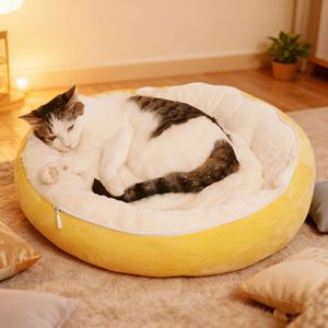 Thickened semi-enclosed cat sleeping bag/mat for winter, removable and washable, warm and safe pet <b>bed</b> - Product Image 2