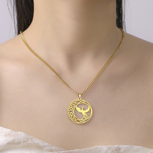 Myshape Animaux Mythologiques Collier Phénix Puissant Totem <span class=keywords><strong>Celtique</strong></span> Croissant de Lune Protection Amulette Bijoux en Acier Inoxydable - Product Image 2