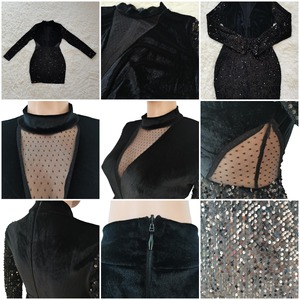 _ Sexy Super doux élastique paillettes taille creux Paillette tissu couture femmes robe pour les rencontres Mini robe robe de soirée - Product Image 6