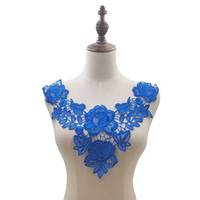 Design personnalisé, col de poitrine en Polyester Soluble dans l'eau, fleurs 3d, broderie de dentelle, patchs appliqués, creux