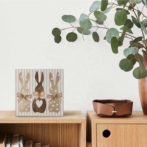 Casa <span class=keywords><strong>de</strong></span> campo Conejito rústico Conejo Primavera Interior Bloque <span class=keywords><strong>de</strong></span> <span class=keywords><strong>madera</strong></span> Signo Feliz Pascua Caja <span class=keywords><strong>de</strong></span> <span class=keywords><strong>madera</strong></span> Placa Técnica pintada a mano - Product Image 5