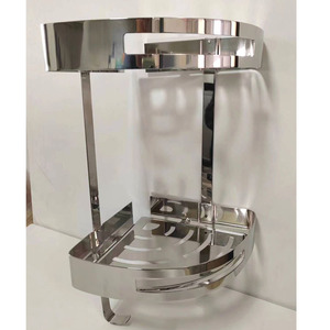 Khách sạn hiện đại treo tường góc giá thép không gỉ đôi lớp màu đen vòi hoa sen Caddy kệ móc phòng tắm Organizer - Product Image 6