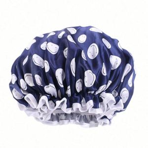 Gorro de Ducha Impermeable de Poliéster Sedoso 100% de Doble Capa para Baño, Lavandería, Gorro para Mujer, Todas las Estaciones, Venta al por Mayor - Product Image 5