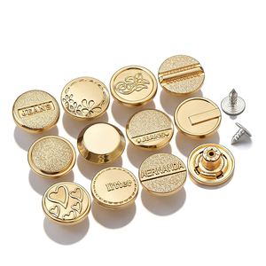 Golden Plating Jeans <b>Buttons</b> and Rivets Zamac Custom Brand Logo Pattern Jacket Metal custom <b>buttons</b> for jeans Denim - Product Image 2