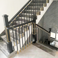 Rampe d'escalier moderne et luxueuse en aluminium noir et or, style minimaliste, adaptée aux villas et appartements intérieurs, personnalisable