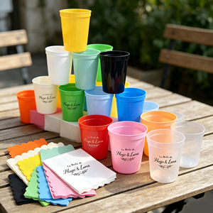 Gobelet à bière en plastique PP écologique de 500 ml, promotion Noël Halloween avec serviette, gobelets de stade, impression de blason, nom, logo, noir - Product Image 1