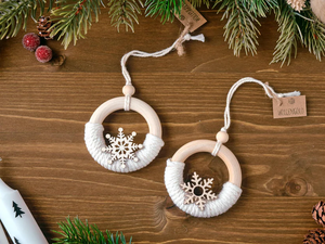 OFFERTA SPECIALE: Decorazioni Natalizie Boho, Set di Mini Ghirlande in Macramè per Albero di <span class=keywords><strong>Natale</strong></span> con Fiocchi di Neve in Legno, Idea Regalo - Product Image 4