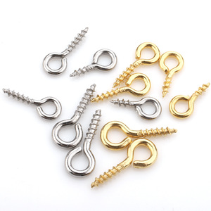 Pernos de acero inoxidable con forma de ojo y tornillo en forma de ocho, chapados en oro, para la fabricación de pendientes, accesorios de joyería DIY - Product Image 2