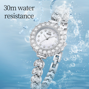 Montre de luxe pour femme MARK FAIRWHALE, cadran en nacre naturelle, zircon étincelant, montre-bracelet à quartz élégante et décontractée - Product Image 2