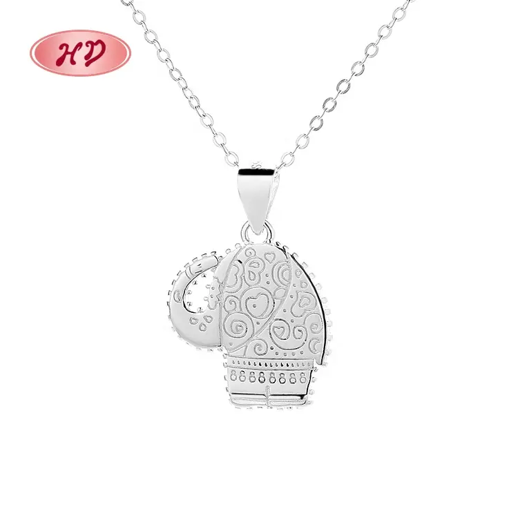 Fashion Jewelry Custom Pendants Elephant Animal Sterling Silver Zirconia Initial Couple Chain Necklace