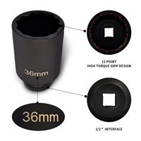 5 pièces 1/2 "jeu de douilles à impact profond 12 points métriques 30mm 32mm 34mm 35mm 36mm entraînement