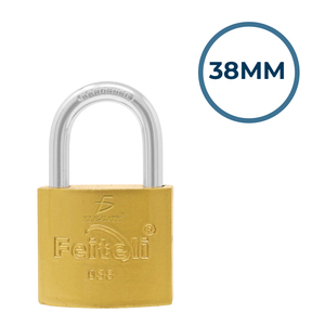 กุญแจทองเหลือง Feiteli ขนาด 38 มม. พร้อมห่วงเหล็กชุบแข็งเพื่อความปลอดภัย - Product Image 4