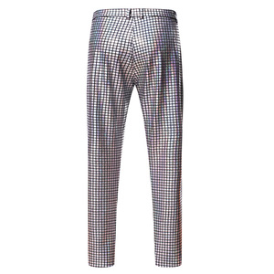 Pantaloni <span class=keywords><strong>da</strong></span> discoteca <span class=keywords><strong>da</strong></span> uomo pantaloni in lattice con paillettes arcobaleno tuta <span class=keywords><strong>da</strong></span> ballo dorata lucida abbigliamento Hipster pantaloni fantasia - Product Image 3