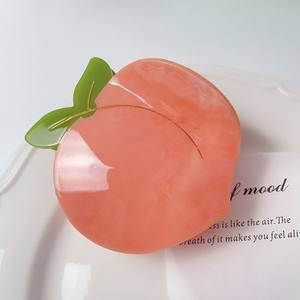 Fermaglio per capelli a forma di mela pesca con fermaglio per capelli rosa dolce Pink Clip per ragazze verdi fresche - Product Image 6