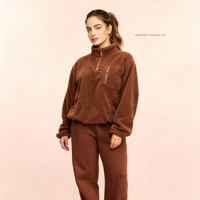 Sweat-shirt en peluche à col montant pour adolescentes 2026 – Pull d'hiver ample et court à manches longues pour femmes