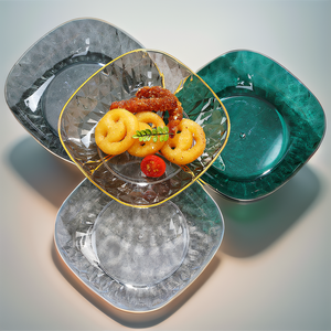 Nouveau plateau de présentation en <span class=keywords><strong>plastique</strong></span> cristal de luxe, contenants de stockage pour salades et aliments, plat de décoration <span class=keywords><strong>alimentaire</strong></span> coloré, plateau à fruits secs, bonbons, fruits - Product Image 3