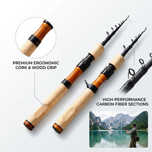 Canne à pêche télescopique portable en carbone à 6 sections, 37 cm pliée, ultra-souple, pour leurres de finesse, ruisseau de montagne, agneaux blancs, appâts légers - Product Image 1