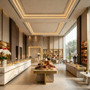 Boulangerie Composite magasin de détail longue bande droite style stratifié ligne droite type présentoir - Product Image 1