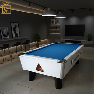 Table de billard professionnelle en bois massif 8 boules avec système à pièces, plateau en ardoise de qualité tournoi, construction durable - Product Image 1