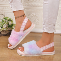Chaussons d'hiver chauds et doux en fausse fourrure pour femme, à bout ouvert, antidérapants, avec semelle intermédiaire en EVA, écologiques, légers et respirants