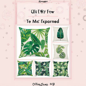 Plante tropicale carré uni 100% polyester lavable housse de coussin forêt tropicale vert - Product Image 3