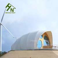 Tente de Glamping Touristique Haut de Gamme Quatre Saisons Ignifuge Facile à Assembler pour 4 Personnes, Structure en Acier Galvanisé et PVC