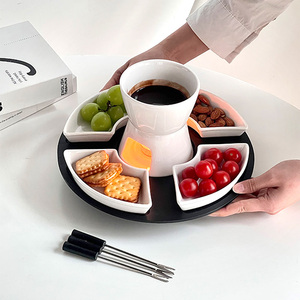 Ensemble de tasses à <span class=keywords><strong>Fondue</strong></span> au chocolat en céramique blanc pur Pot de chauffage de crème glacée de cuisine <span class=keywords><strong>Fondue</strong></span> au fromage bricolage - Product Image 3