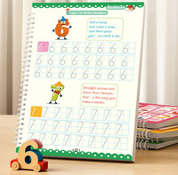 Ensemble de 6 cahiers réutilisables à rainures pour l'apprentissage de l'écriture, avec stylo magique, alphabet, chiffres, dessin, jouet éducatif pour enfants d'âge préscolaire, cadeau