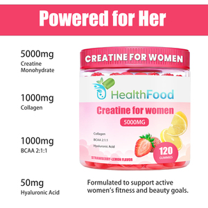 Créatine en gommes pour femmes, directement de l'usine, avec collagène, favorise la santé des cheveux et des ongles, calcium et complément alimentaire. - Product Image 4