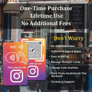 Panneau de suivi des réseaux sociaux pour Instagram, Facebook, YouTube, TikTok, étiquette NFC en PVC, carte de commentaires Google Tap avec NFC et code QR - Product Image 2