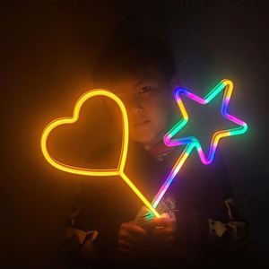<b>LED</b> Neon Heart-Shaped Batons Glowing Stick Decorations Flashing Party <b>Lights</b> for Graduation Halloween Christmas Weddings-Plastic - Product Image 1