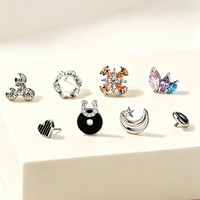 Customized Titanium Crystal Perforated Body Earrings Internal Thread Ear Bone Cartilage Piercing Flat Bottom Design Wedding Gift